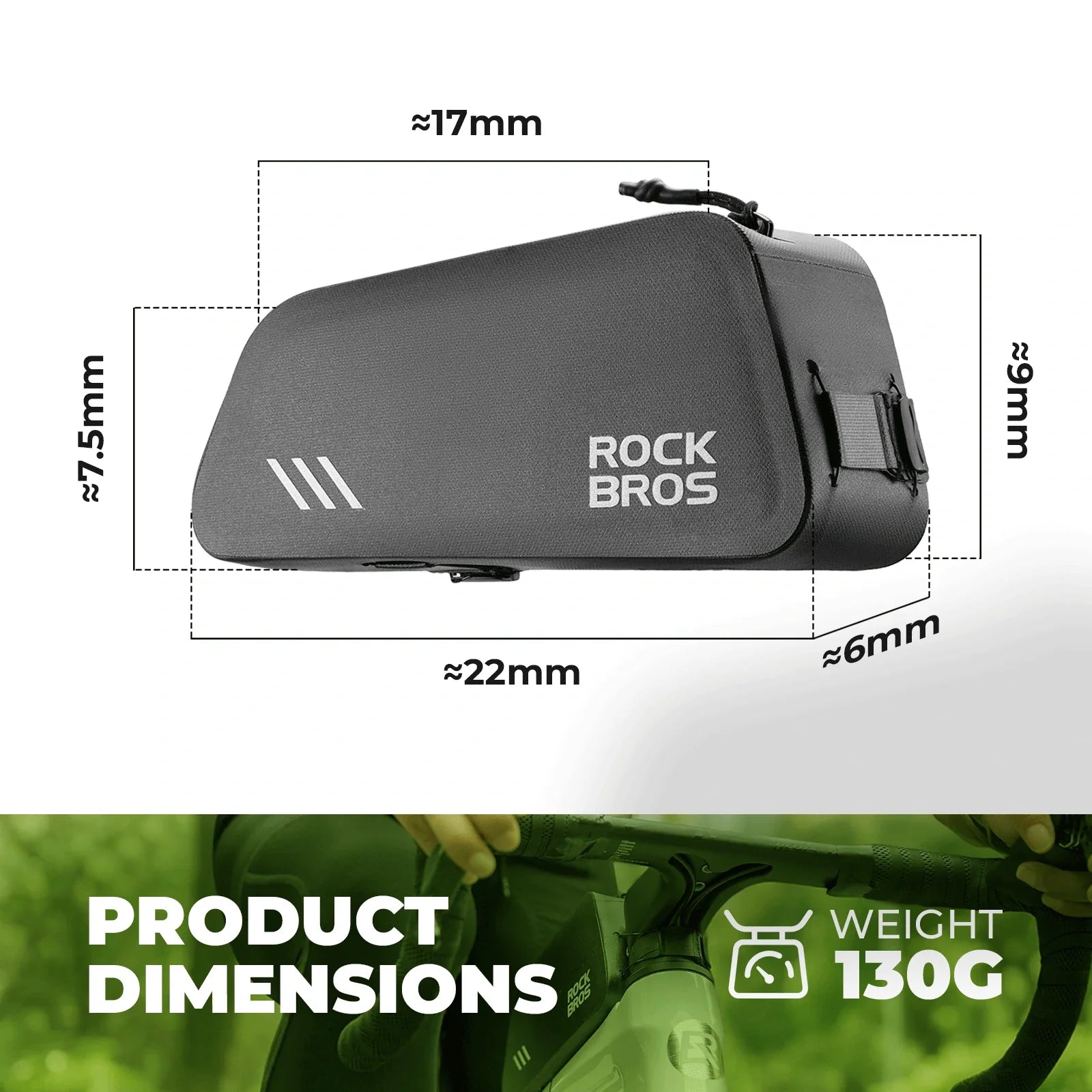 ROCKBROS bike top tube bag waterproof slim fit frame bag