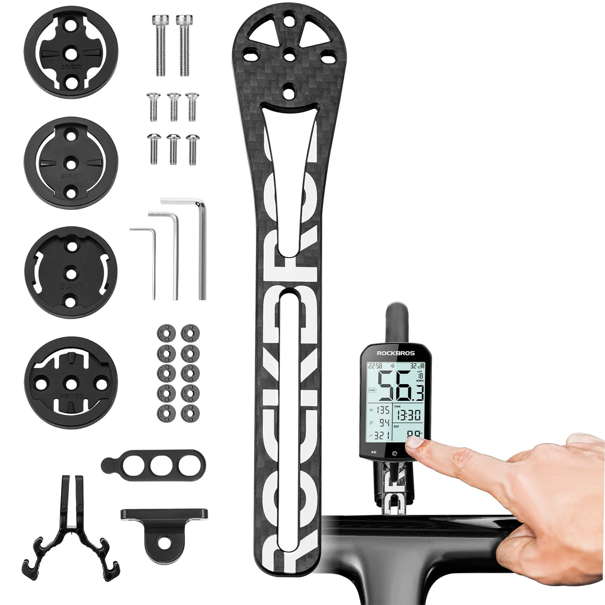 Carbon fietscomputerhouder voor Garmin, Bryton en Giant