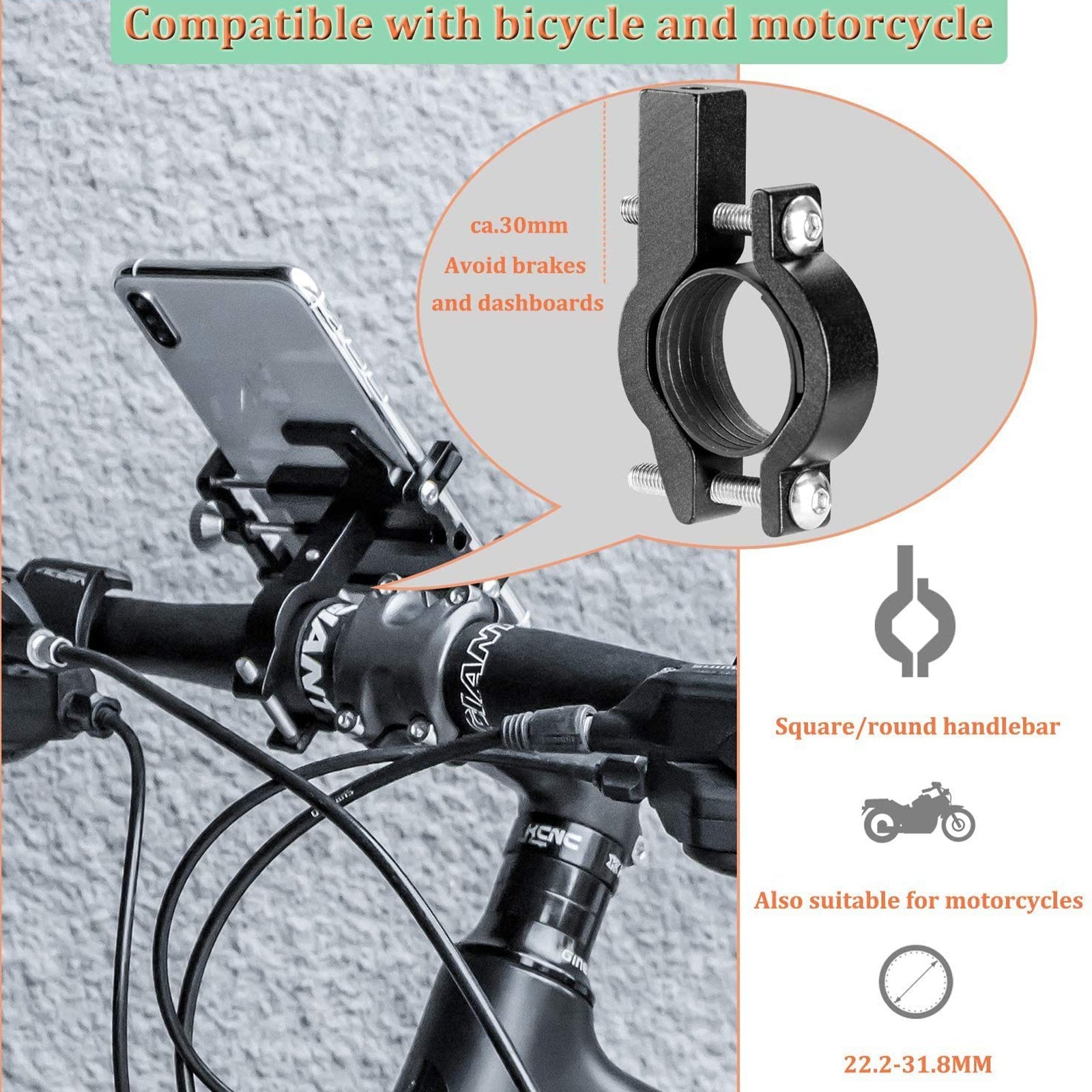 Telefoonhouder fiets met 5-punts grip voor smartphone