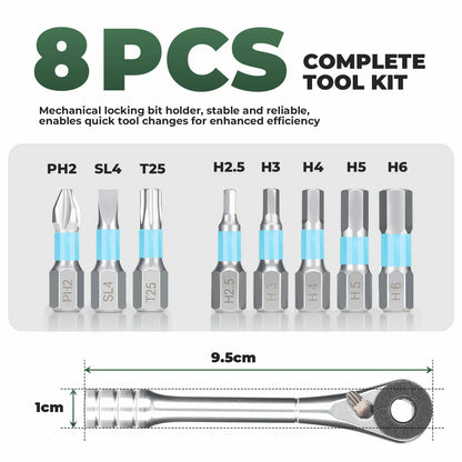 Compact Ratchet Tool Set Lightweight Cycling & Everyday Repair Kit