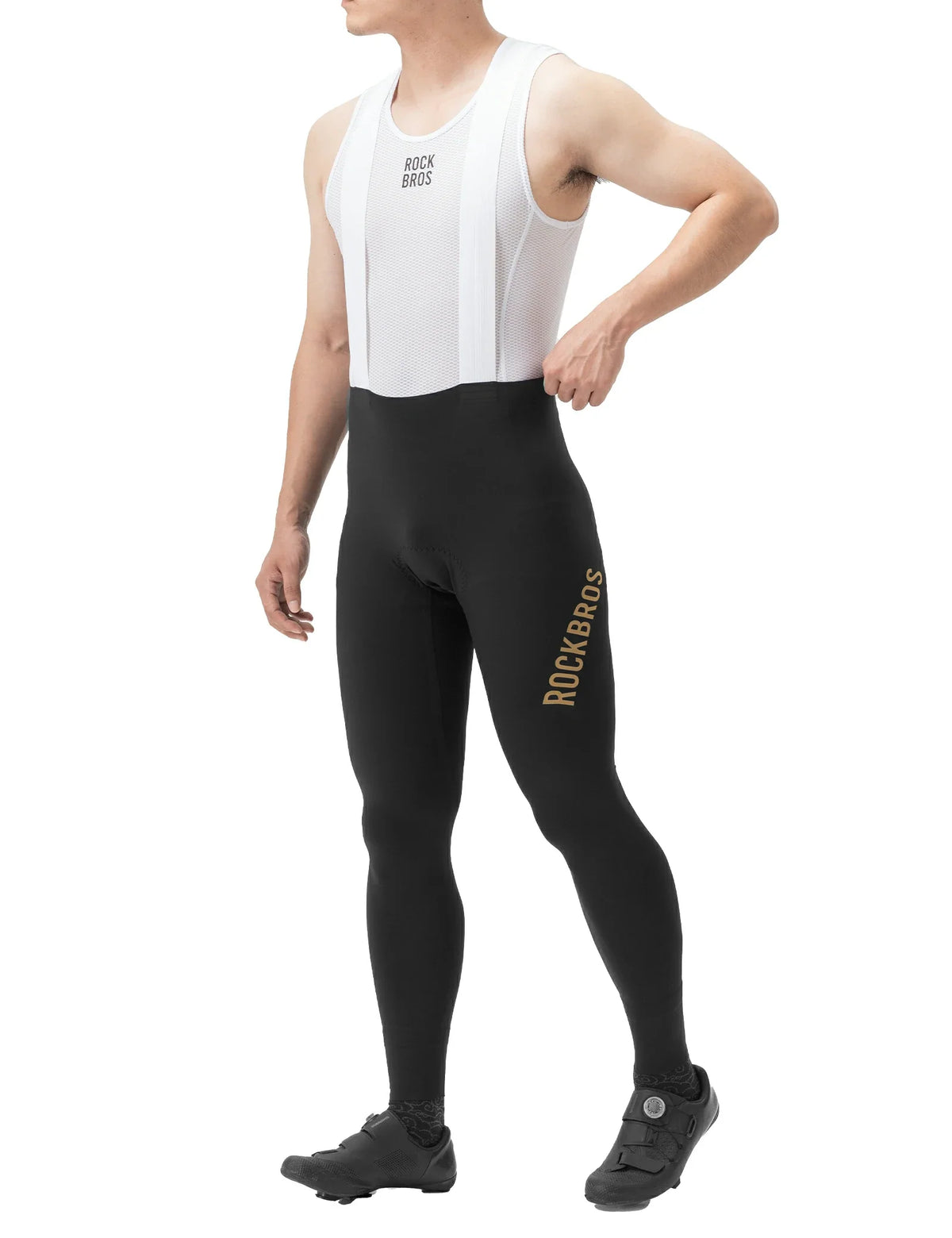 Lange fietsbroek met bretels en 3D-padding