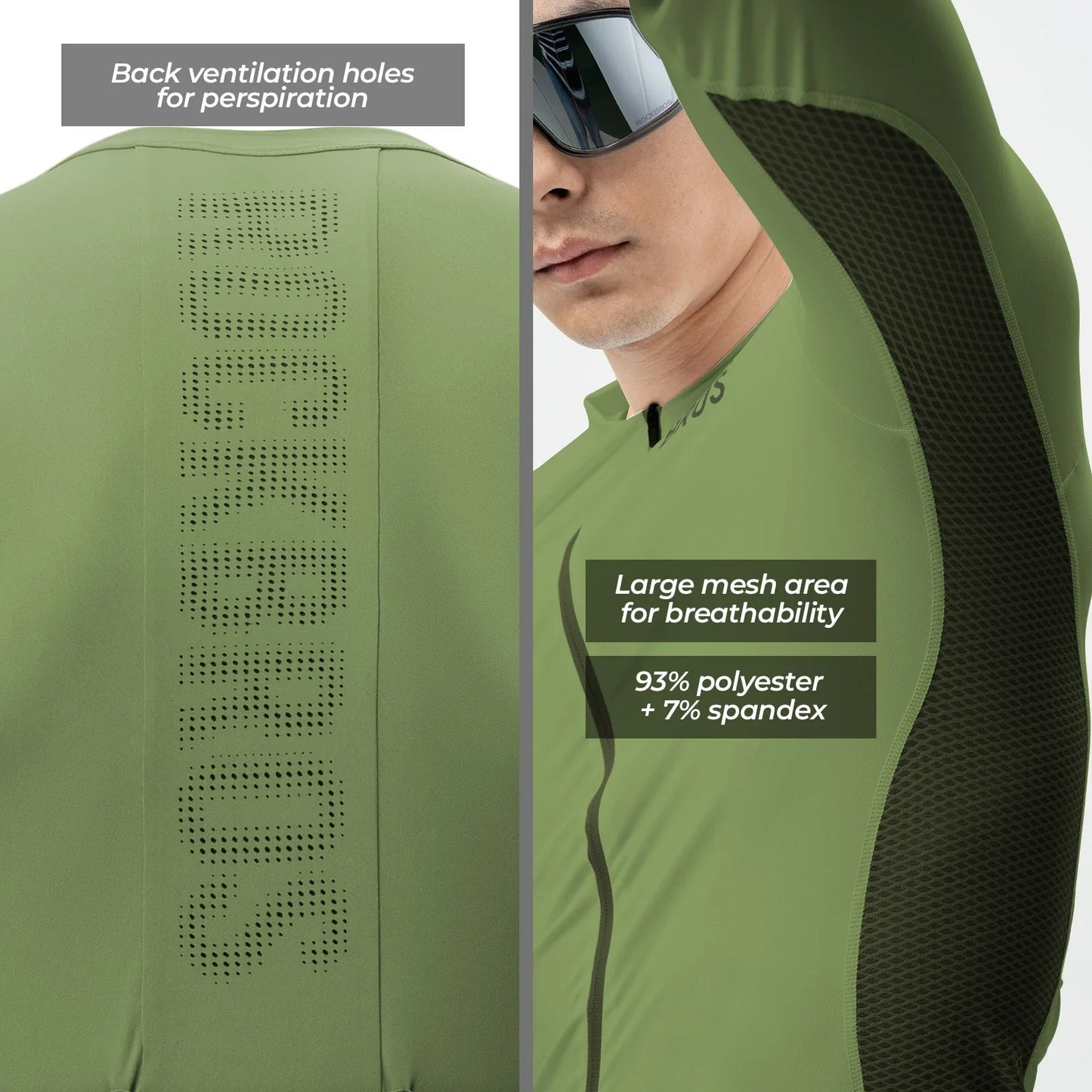 ROCKBROS fietsshirt lange mouw ademend 3 pocket