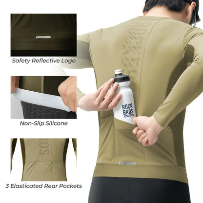 ROCKBROS fietsshirt lange mouw ademend 3 pocket