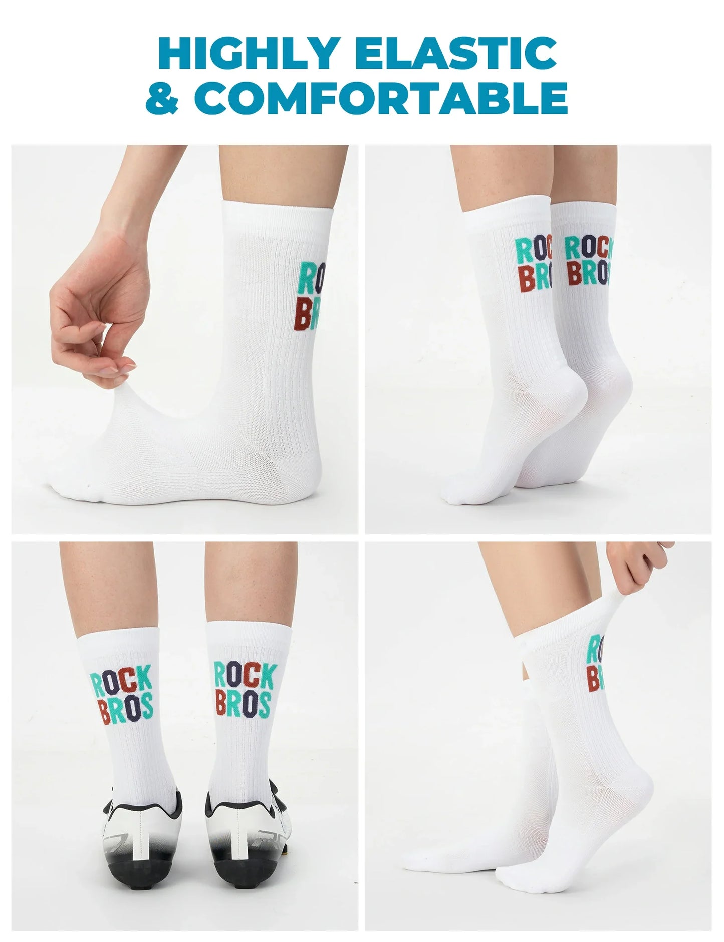 ROCKBROS cycling socks 2 pack quick dry cushioned arch support