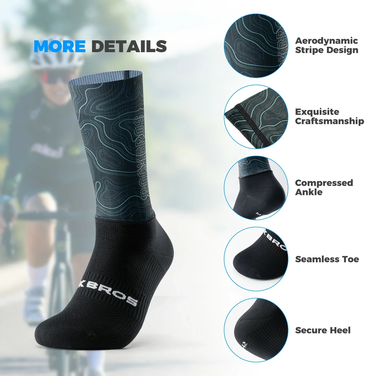 ROCKBROS cycling socks quick dry compression arch support