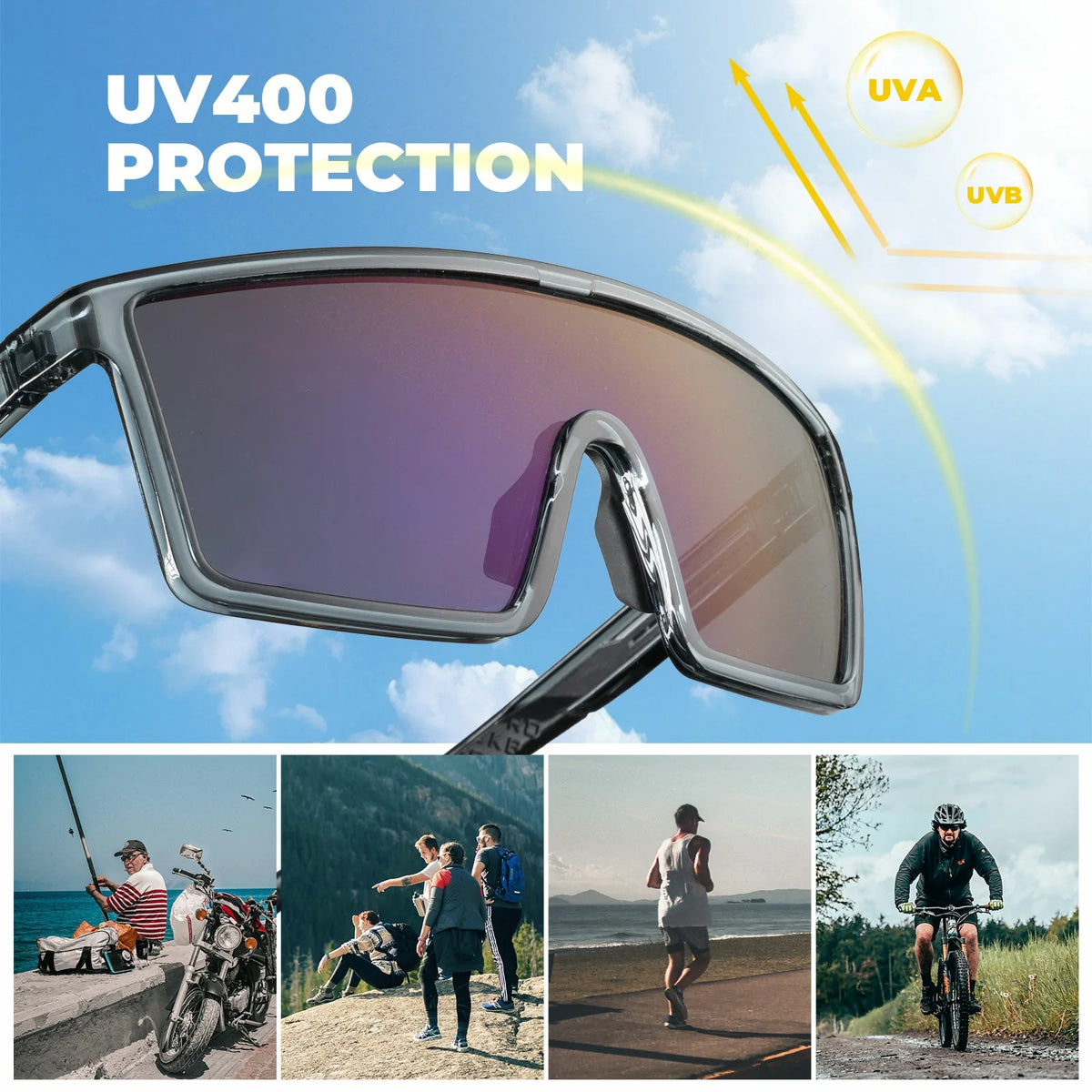 ROCKBROS fotochromische en gepolariseerde fietsbril uv400#type_gepolariseerde lenzen-donkergrijs