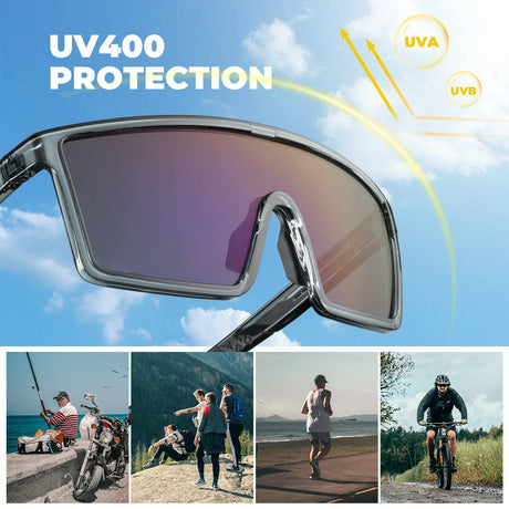ROCKBROS fotochromische en gepolariseerde fietsbril uv400#type_gepolariseerde lenzen-donkergrijs