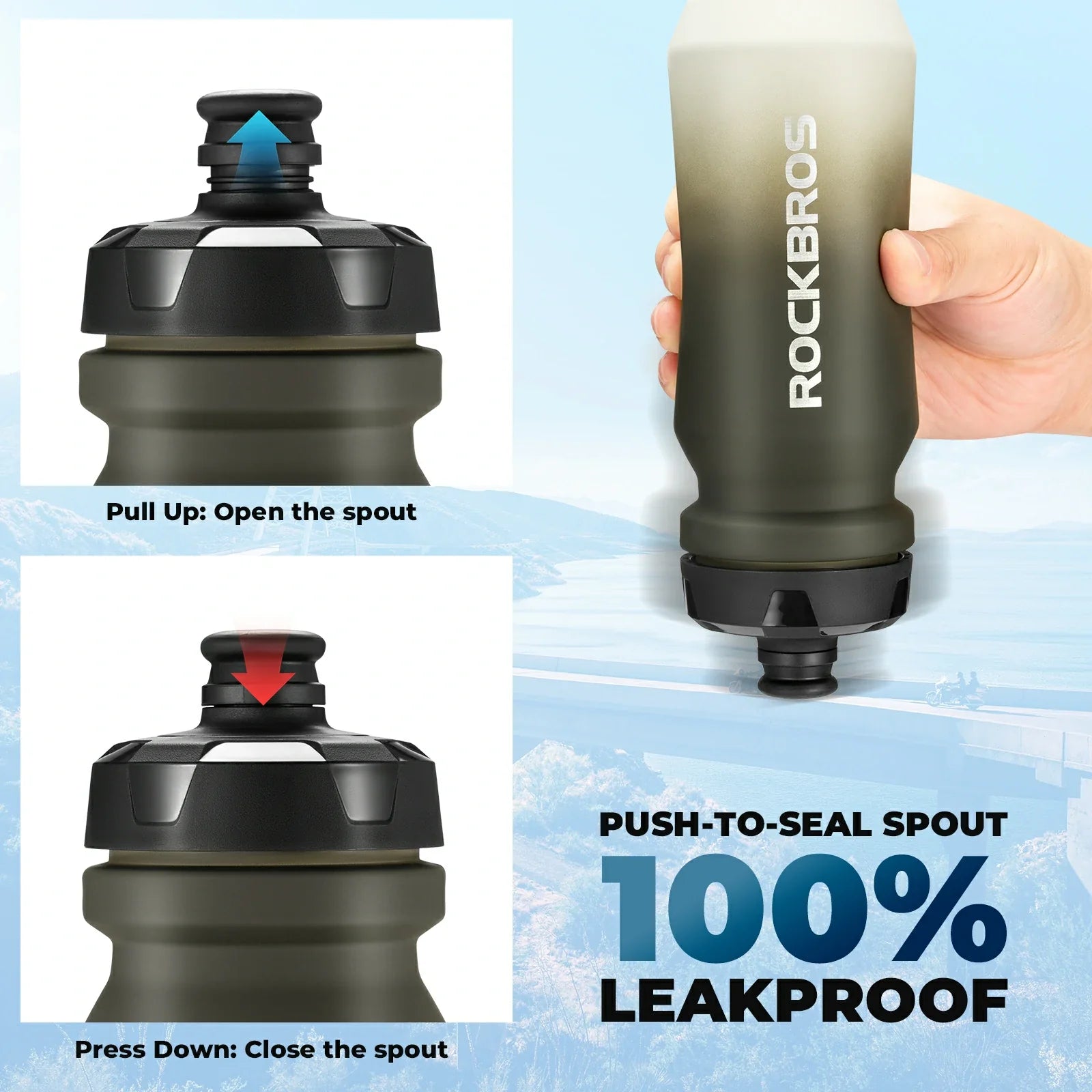 ROCKBROS BPA-vrije lekvrije fiets bidon 600 ml#Wit (750 ml)