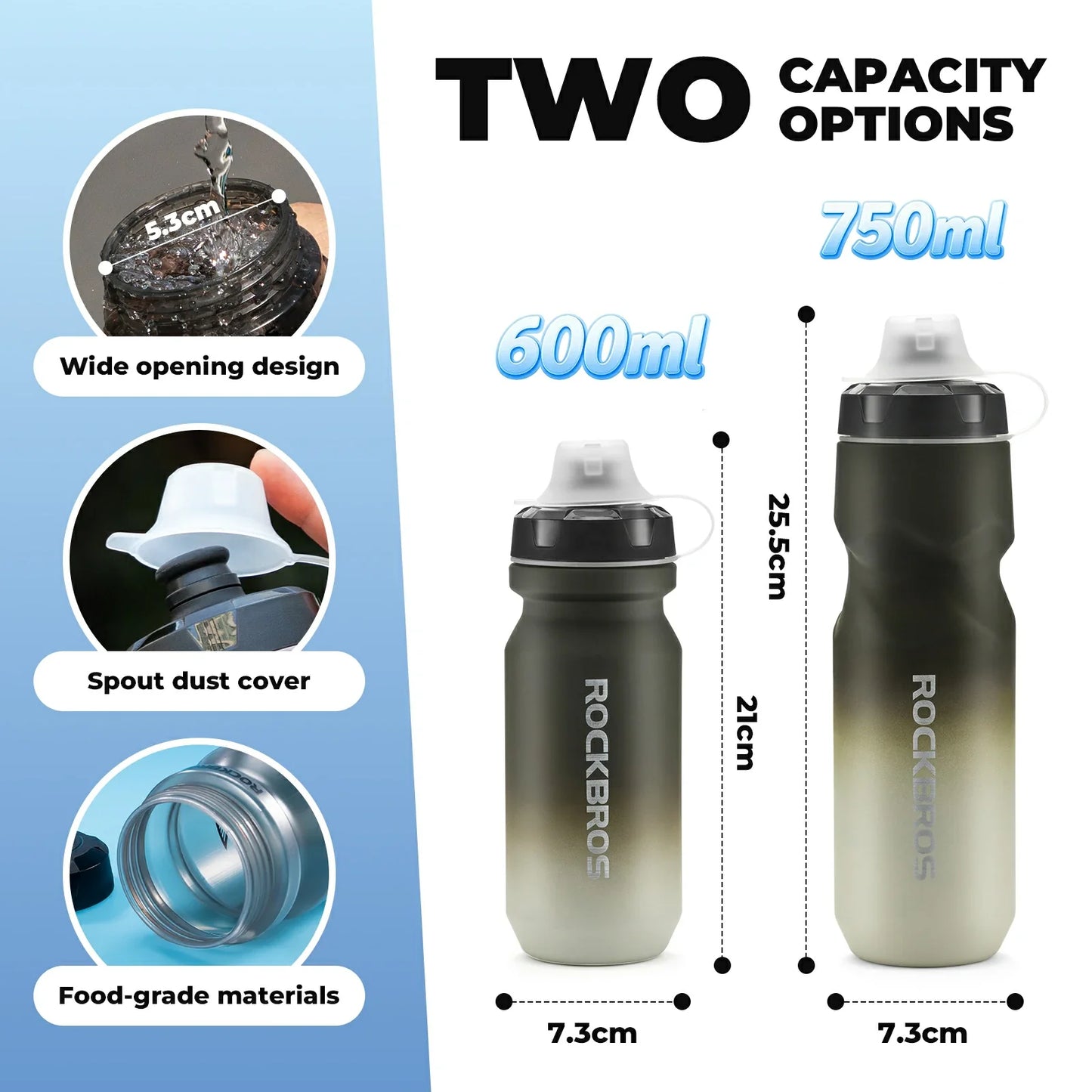 ROCKBROS BPA-vrije lekvrije fiets bidon 600 ml