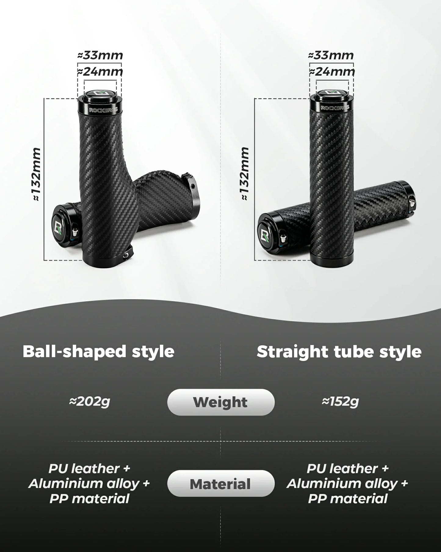 Classic cycling handlebar grips PU leather non-slip 22.2mm lock-on