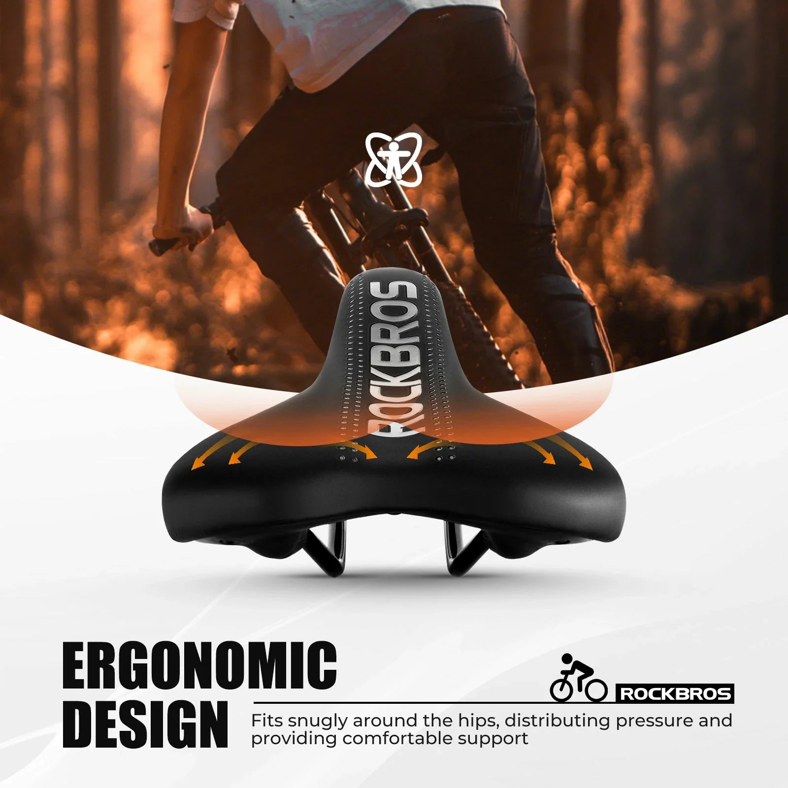 ROCKBROS ergonomisch fietszadel met zacht schuim en ventilatie