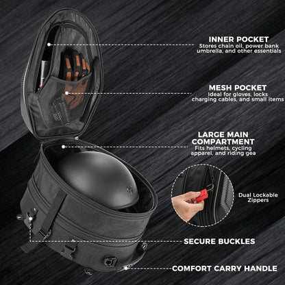 Expandable Waterproof Motorcycle Tail Bag 20-35L