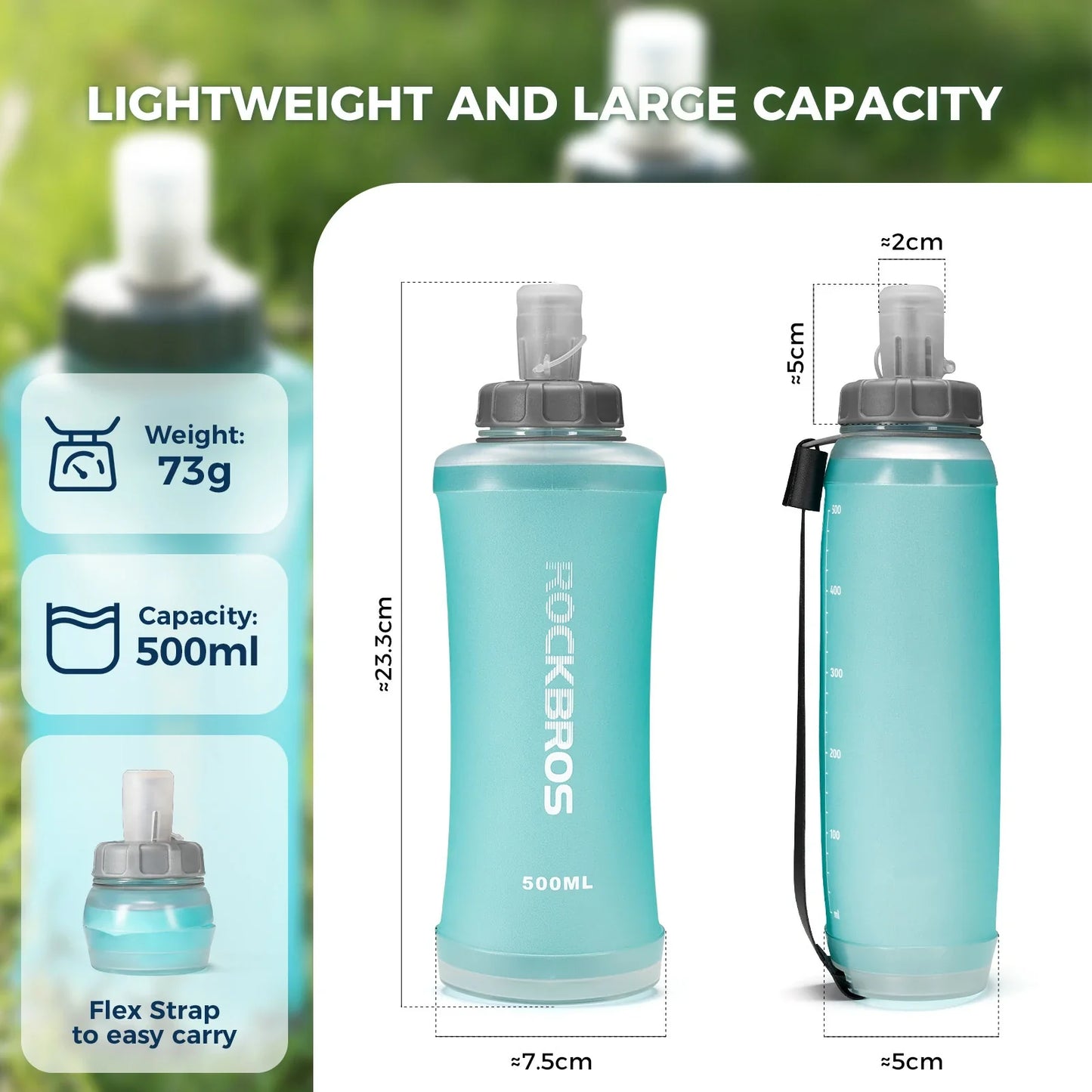ROCKBROS lichte opvouwbare bidon voor fietsen en outdoor sport 500 ml