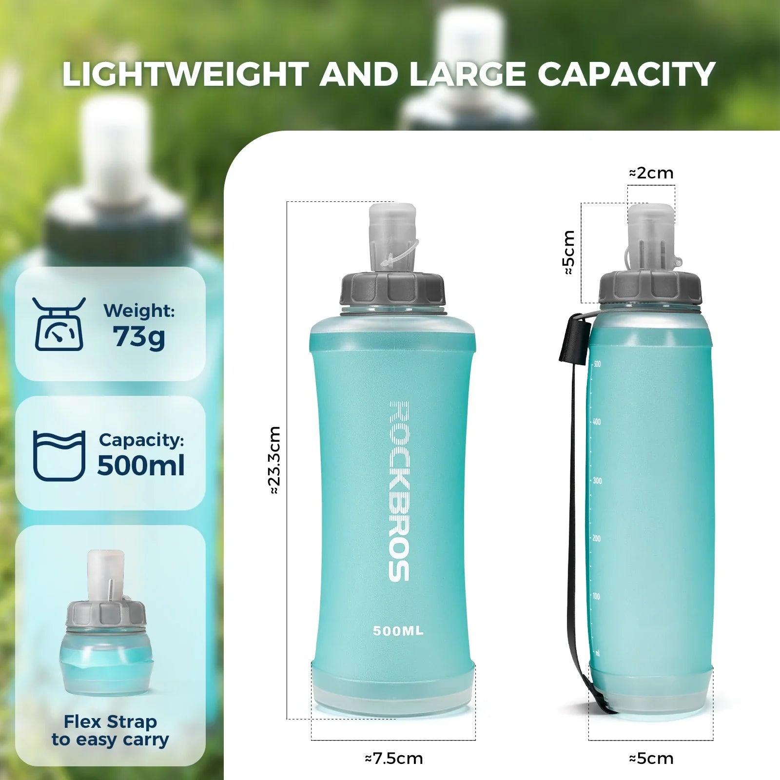 ROCKBROS lichte opvouwbare bidon voor fietsen en outdoor sport 500 ml