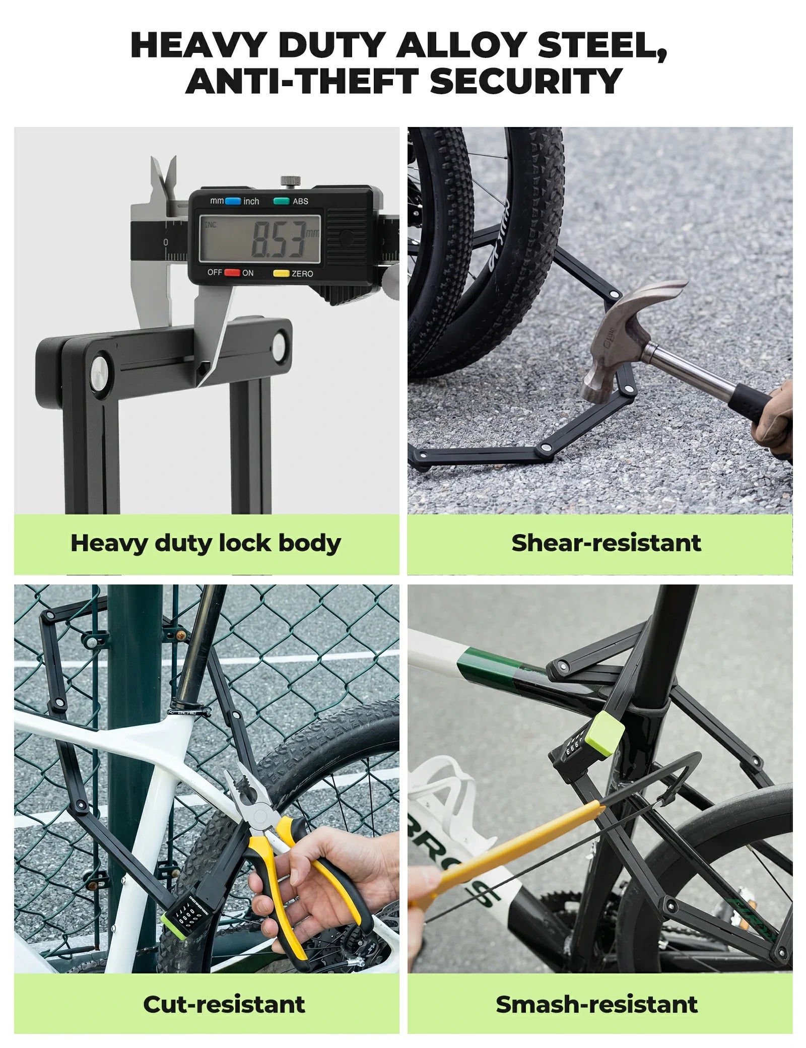 ROCKBROS folding bike lock combination waterproof anti theft 120cm