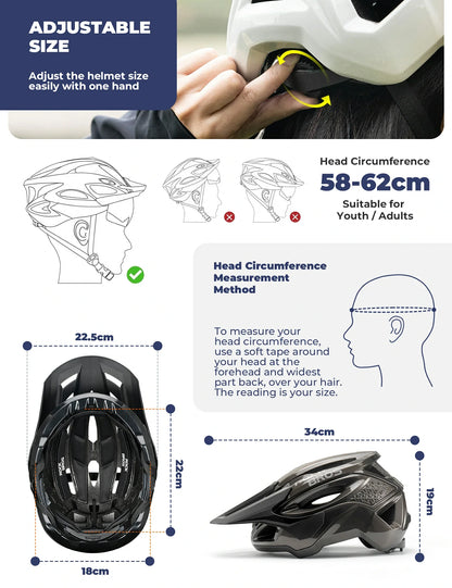full coverage mountain bike helmet with adjustable visor for trail and downhill riding