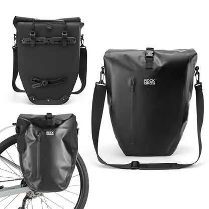 Fully waterproof bike pannier bag 20L in black#Color_black*2