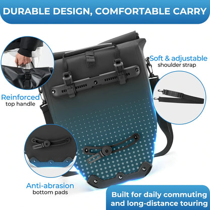 Fully waterproof bike pannier bag 20L in black#Color_black*2