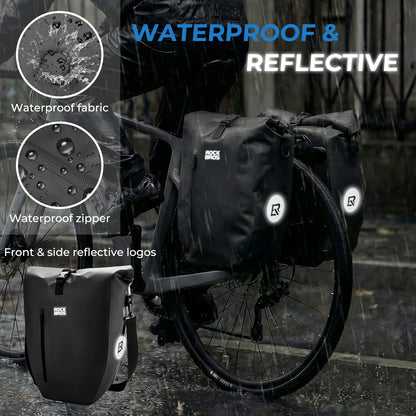 Fully waterproof bike pannier bag 20L in black#Color_black*2
