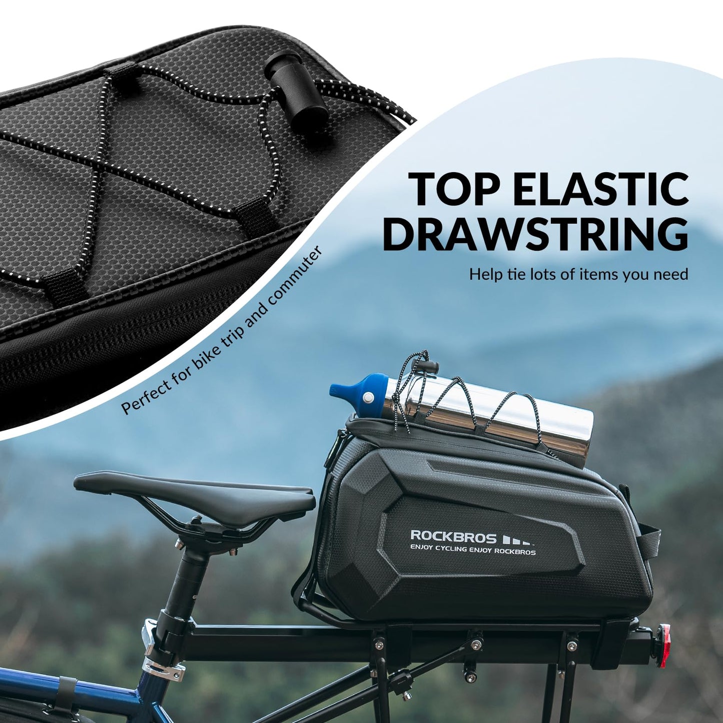 ROCKBROS hardshell bagagedragertas met regenhoes en schouderband