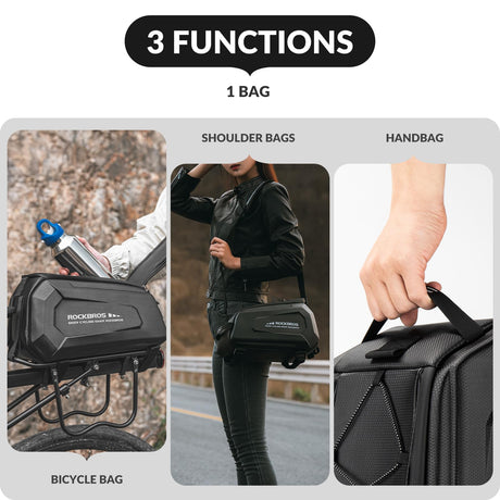 ROCKBROS hardshell bagagedragertas met regenhoes en schouderband