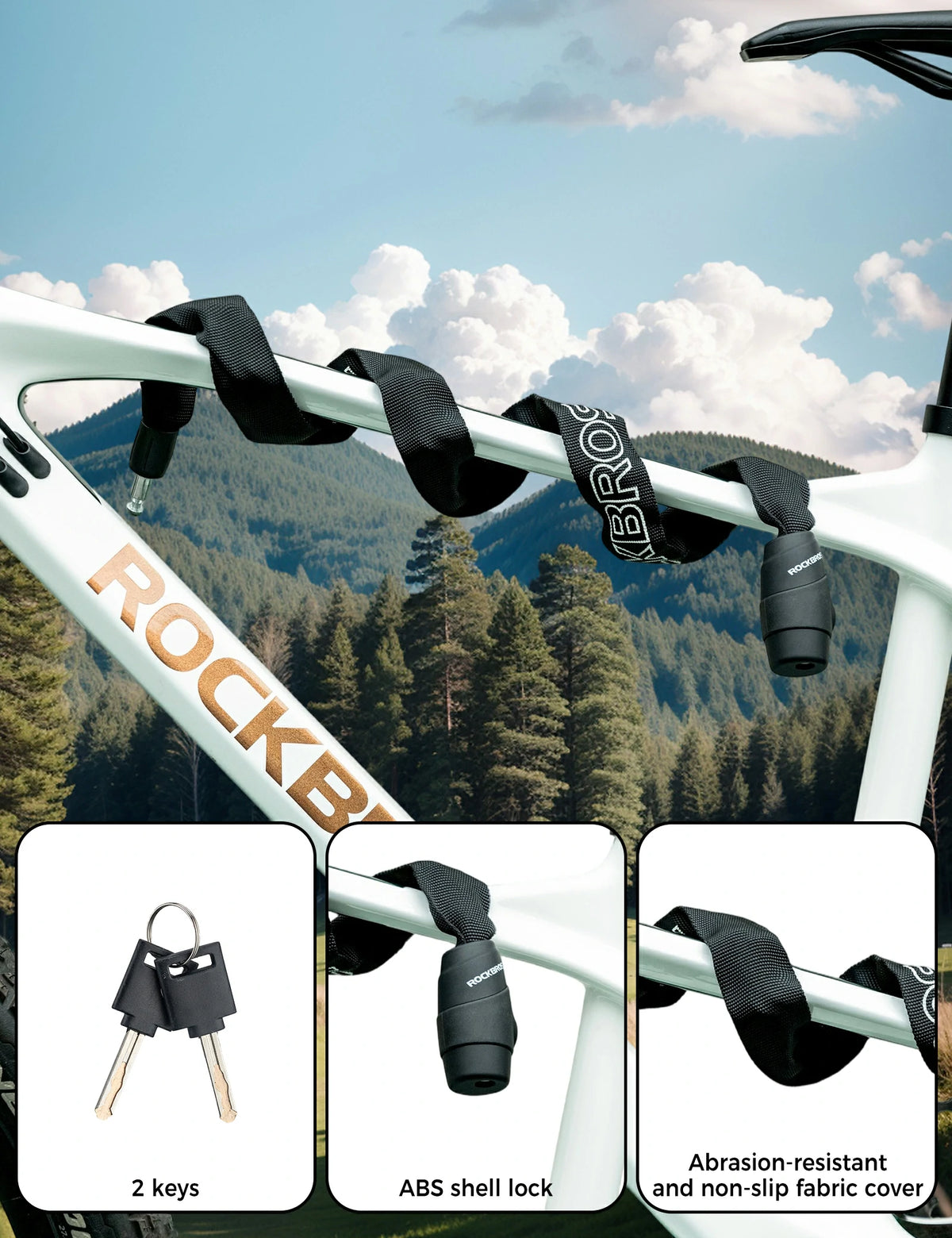 ROCKBROS kettingslot fiets 95 cm Heavy Duty diefstalbeveiliging met 2 sleutels
#Kleur_Zwart