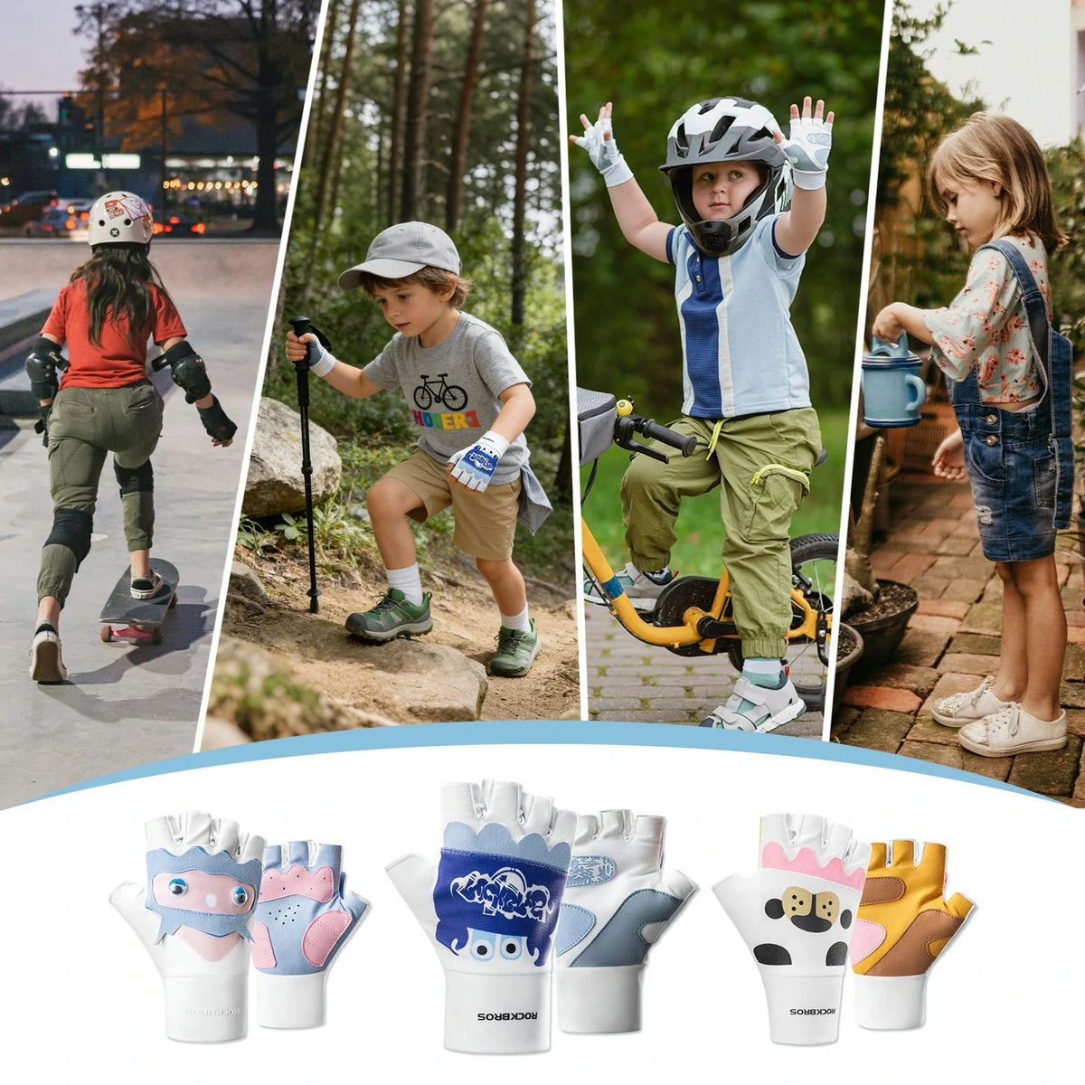 Lichte kinder fietshandschoenen met handpalmbescherming