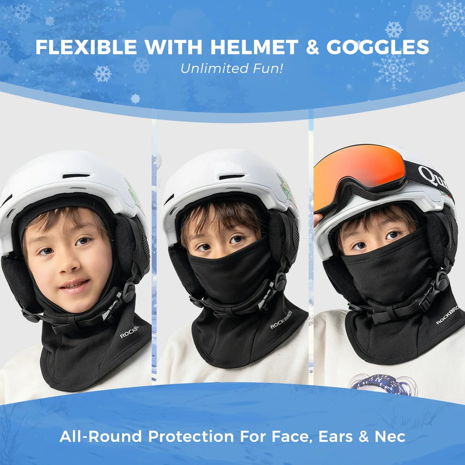 Kids thermal windproof balaclava for winter skiing and cycling