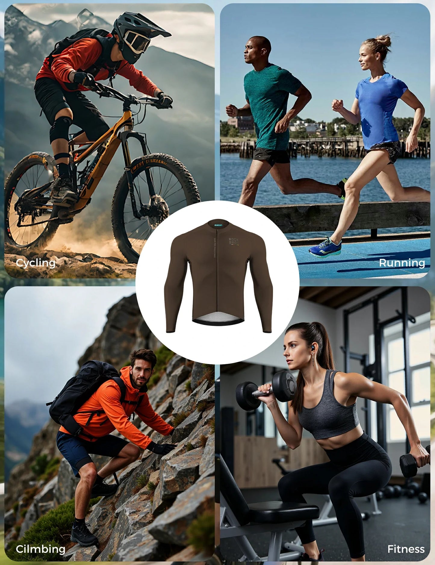 ROCKBROS lichtgewicht fietsshirt#brown