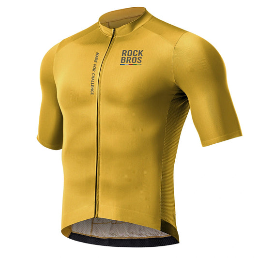 ROCKBROS heren lichtgewicht fietsshirt with rear pockets & ykk zip#yellow