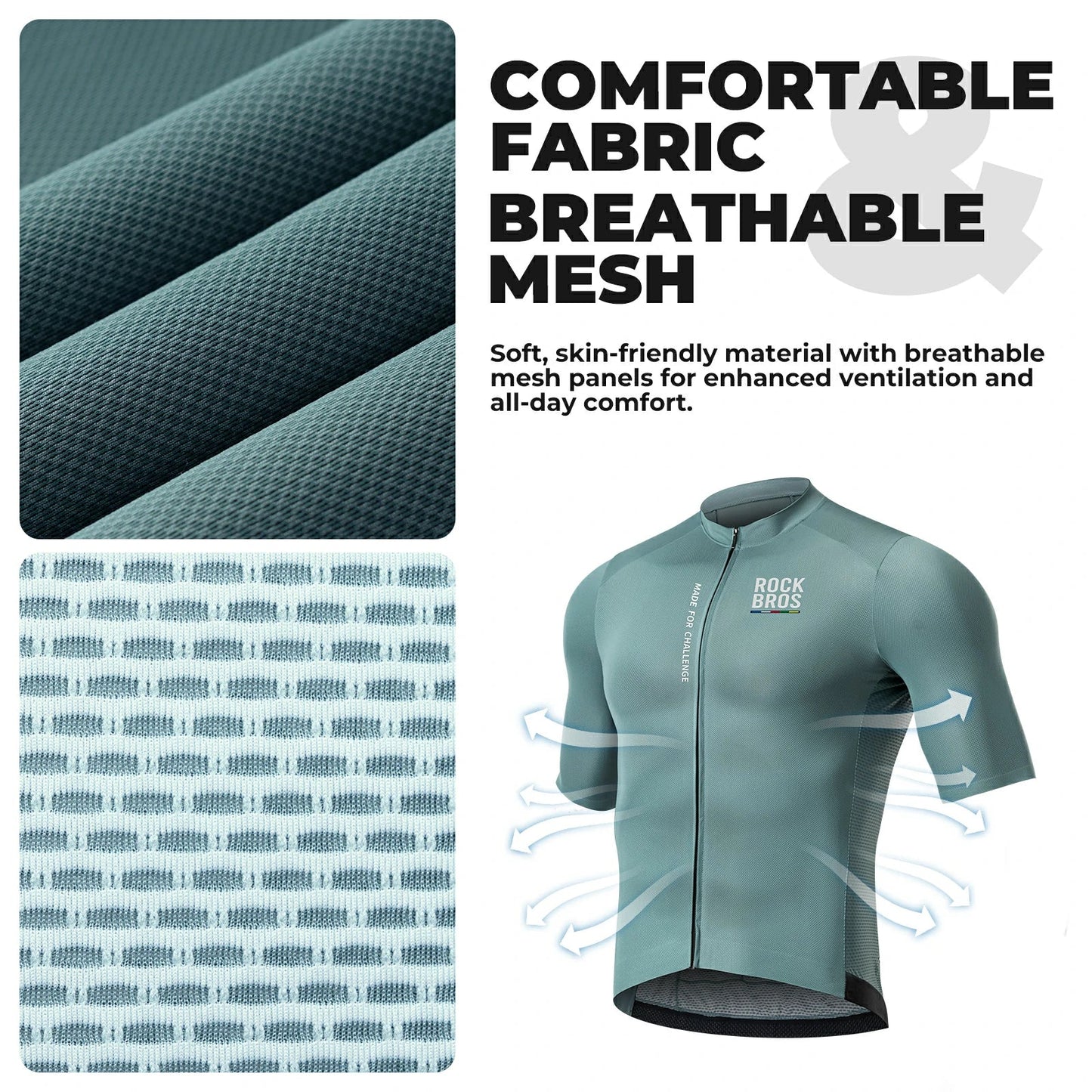 ROCKBROS heren lichtgewicht fietsshirt with rear pockets & ykk zip#blue
