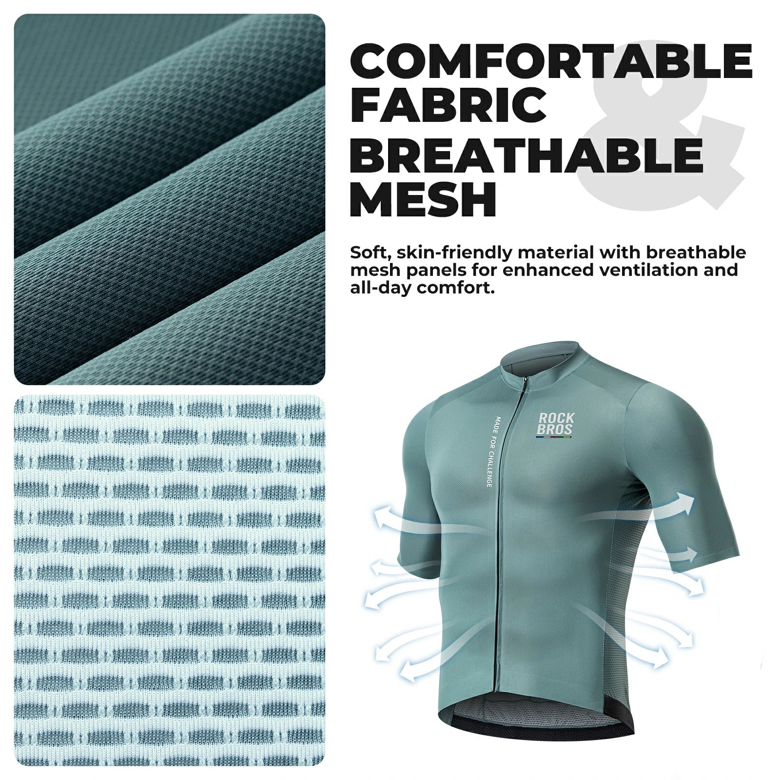 ROCKBROS heren lichtgewicht fietsshirt with rear pockets & ykk zip#blue