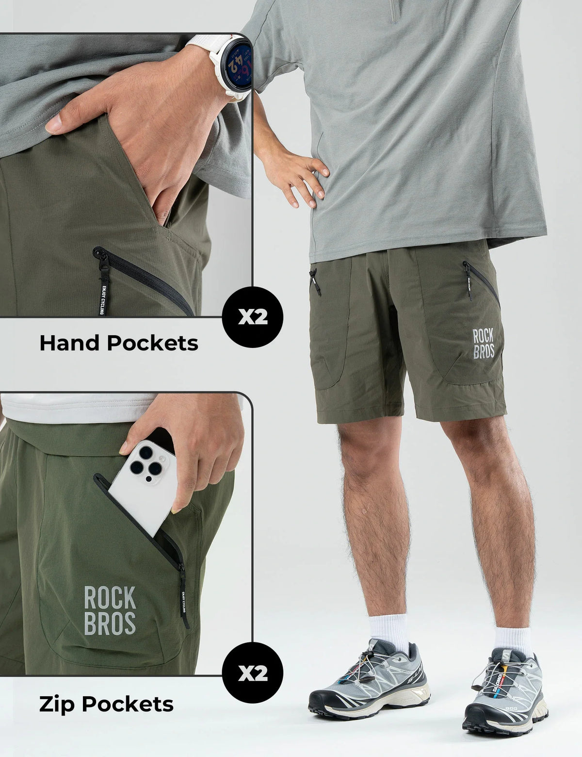 ROCKBROS casual sportshort voor heren met dubbele zakken