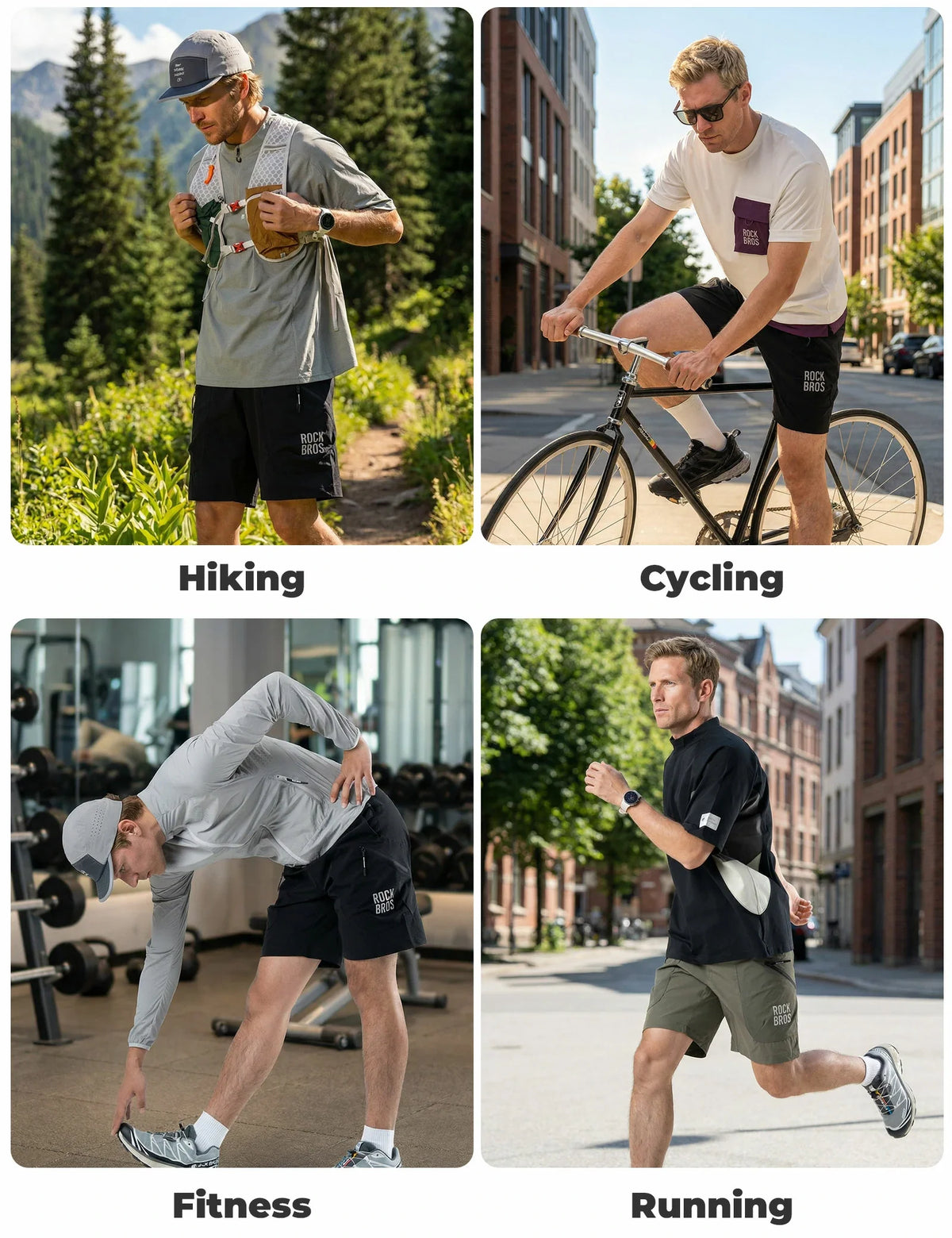 ROCKBROS casual sportshort voor heren met dubbele zakken