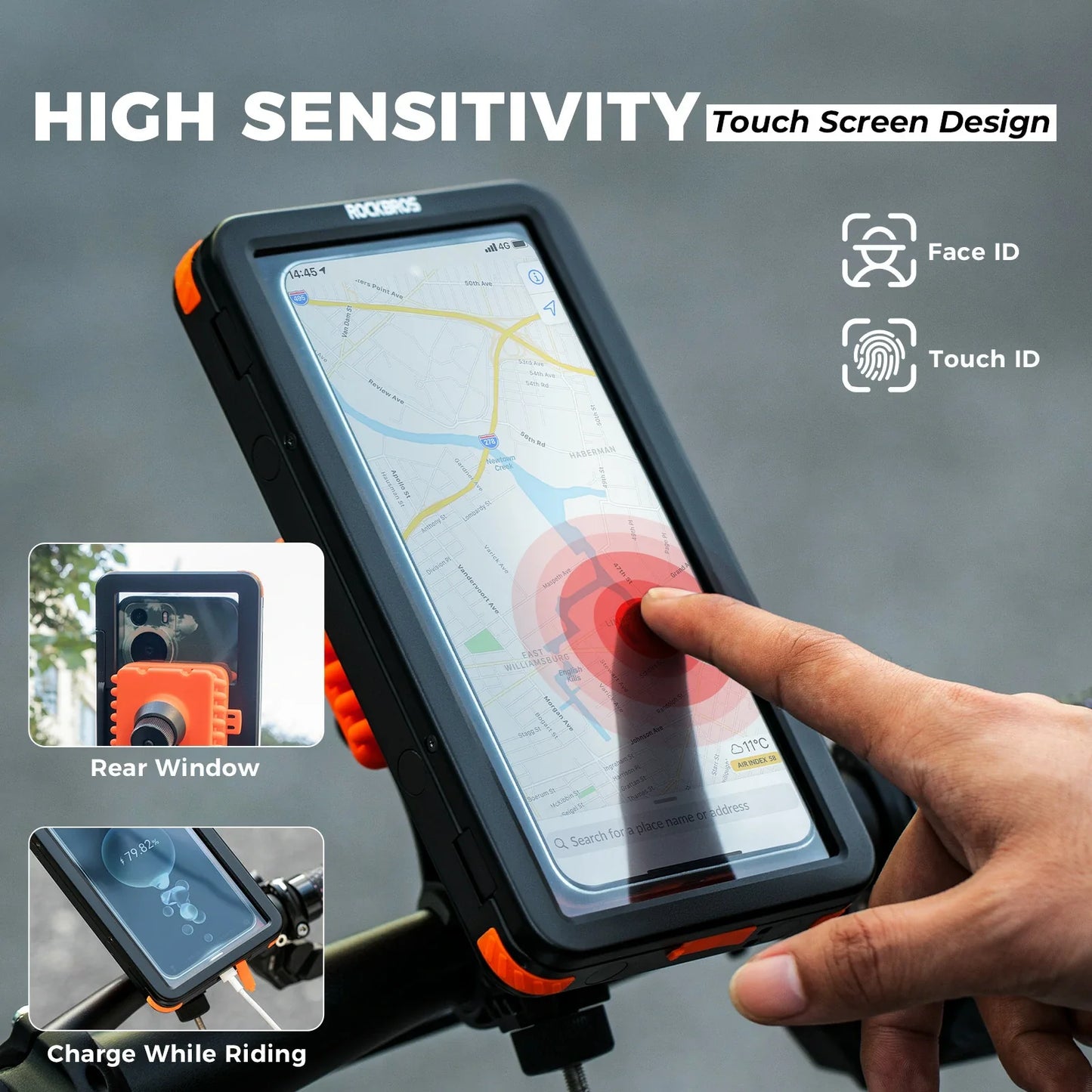 ROCKBROS magnetische waterdichte telefoonhouder voor fiets met snelkoppeling