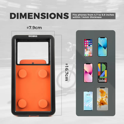 ROCKBROS magnetische waterdichte telefoonhouder voor fiets met snelkoppeling#kleur_oranje