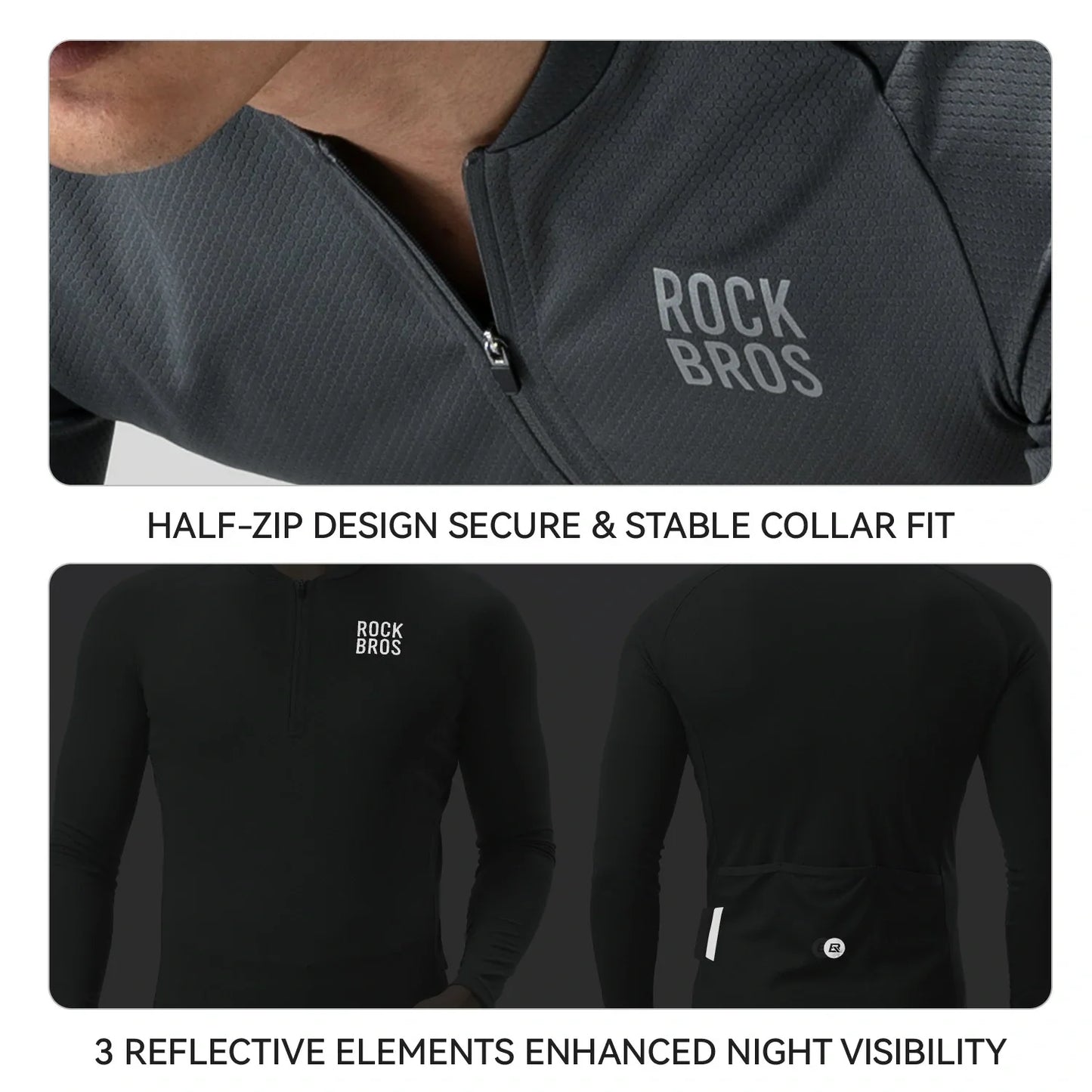 ROCKBROS heren lichtgewicht lange mouw cycling top for commuting#white
