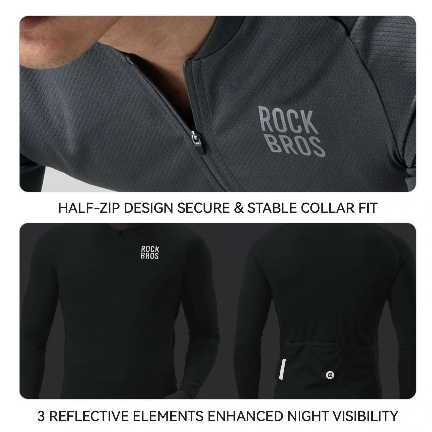 ROCKBROS heren lichtgewicht lange mouw cycling top for commuting#white