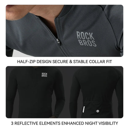 ROCKBROS heren lichtgewicht lange mouw cycling top for commuting#white
