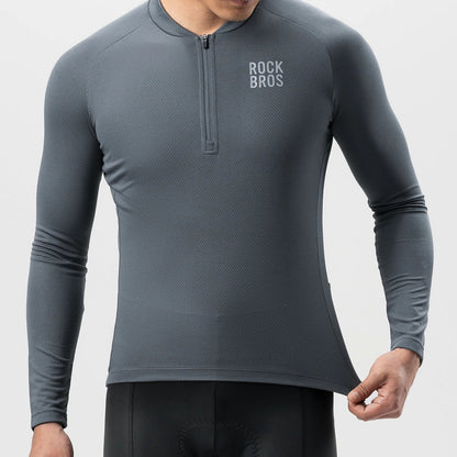 ROCKBROS heren lichtgewicht lange mouw cycling top for commuting#white