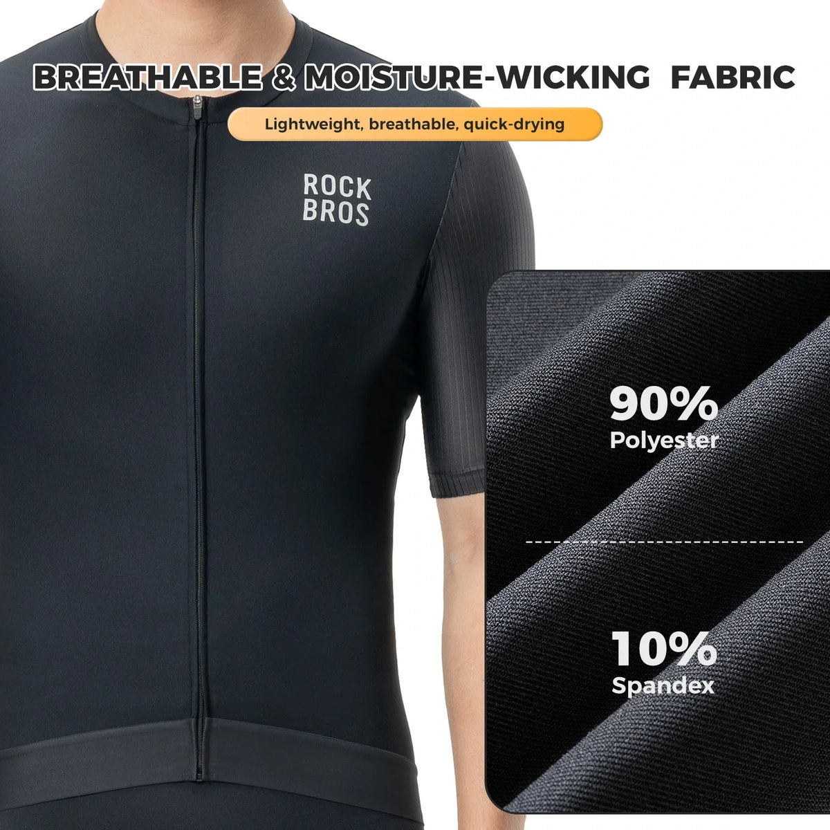 ROCKBROS heren fietsshirt korte mouw road bike jersey#black