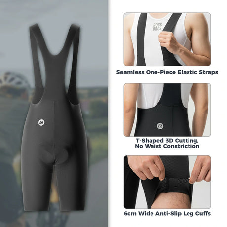 ROCKBROS heren fietsbroek met bretels en 3d-zeem