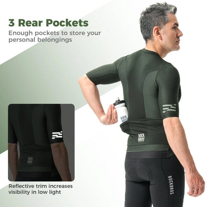 ROCKBROS heren fietsshirt korte mouw dark sage green#3xl