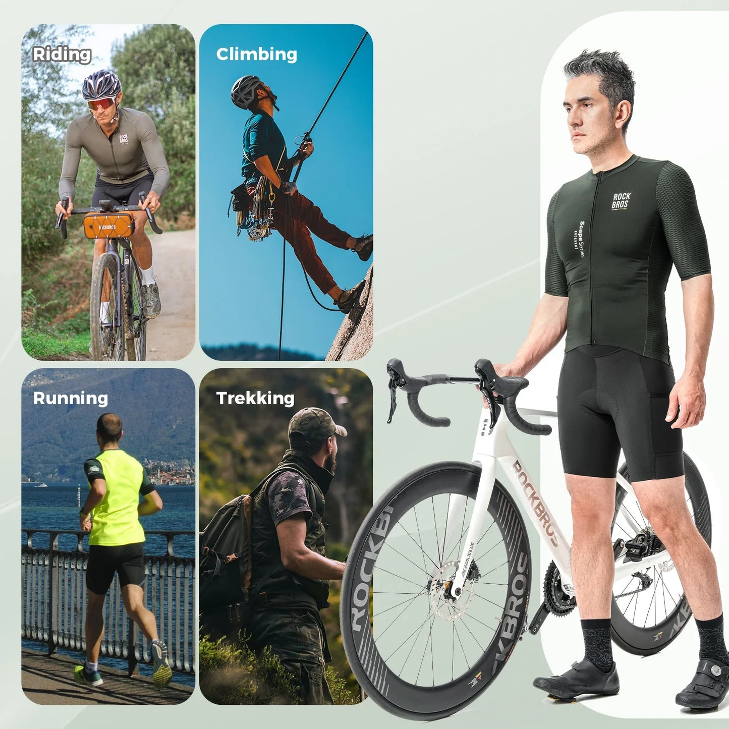 ROCKBROS heren fietsshirt korte mouw dark sage green