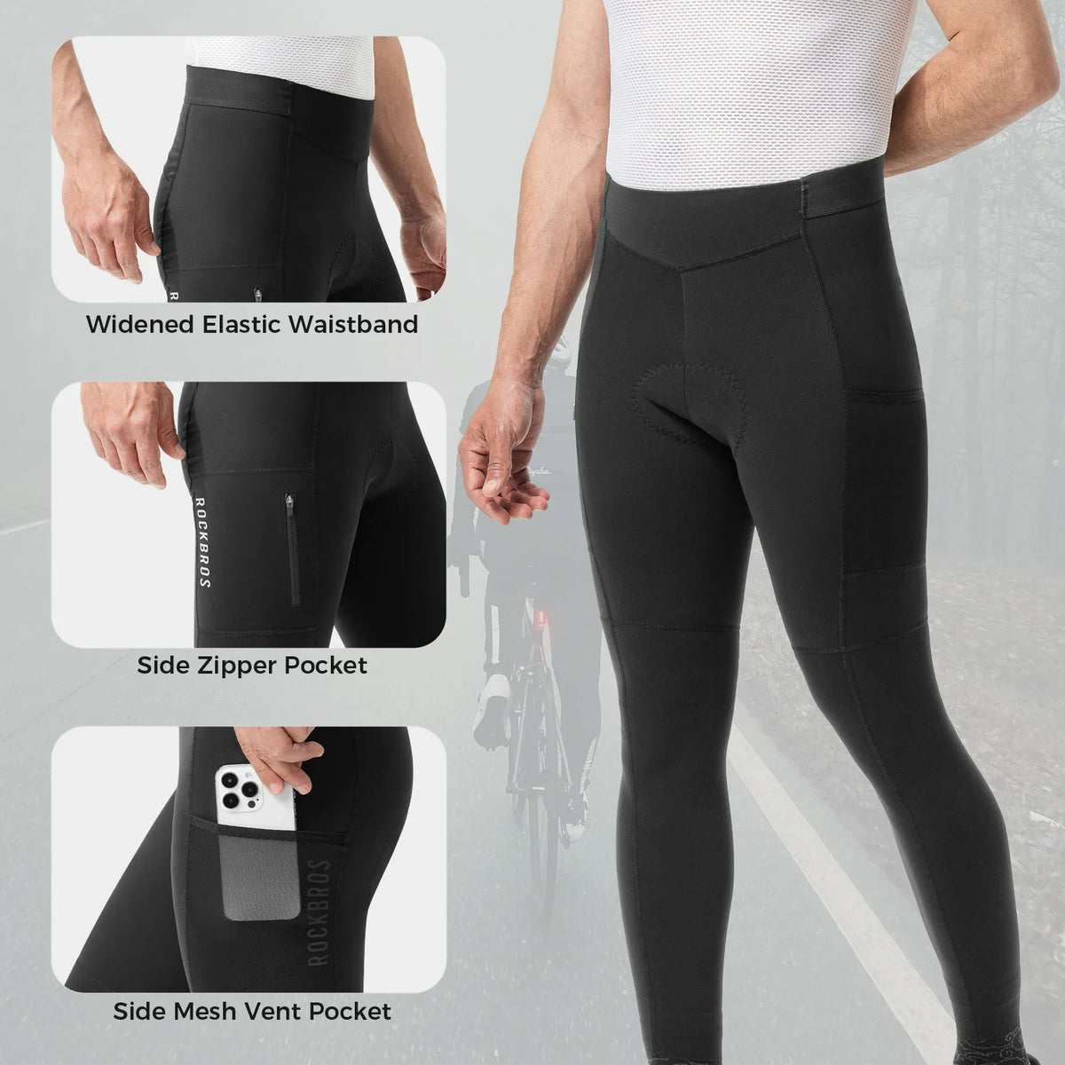 Heren lange ademende fietsbroek met 3D-zeem