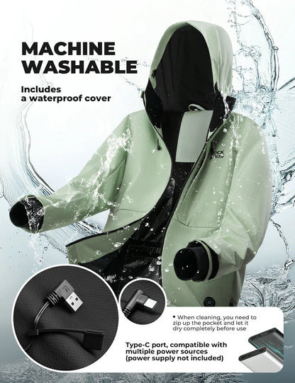 Windproof graphene cycling jacket for men with adjustable heating settings