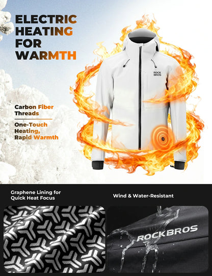 Windproof graphene cycling jacket for men with adjustable heating settings