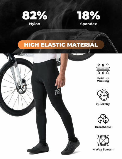 ROCKBROS mens lightweight cycling tights with 3d padding for spring