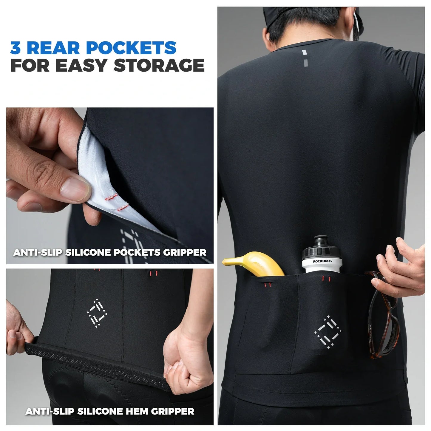 ROCKBROS heren korte mouw fietsshirt ademend mesh full zip#3xl