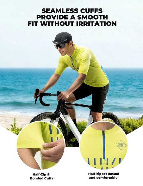 ROCKBROS heren korte mouw fietsshirt half zip